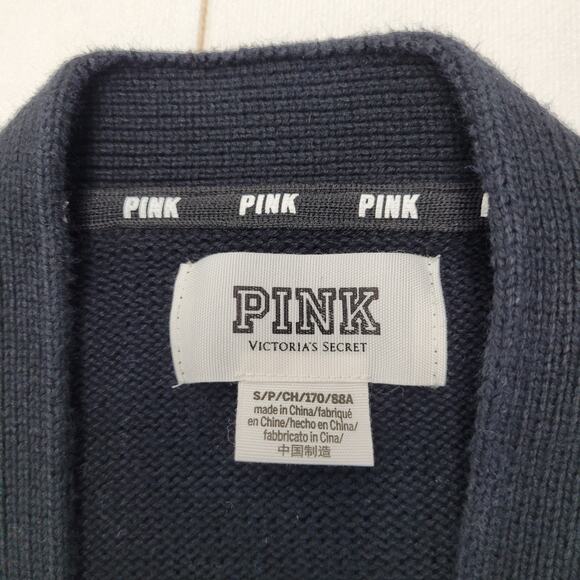 Pink Victorias Secret varsity black knit button front cardigan sweater - Picture 4 of 8